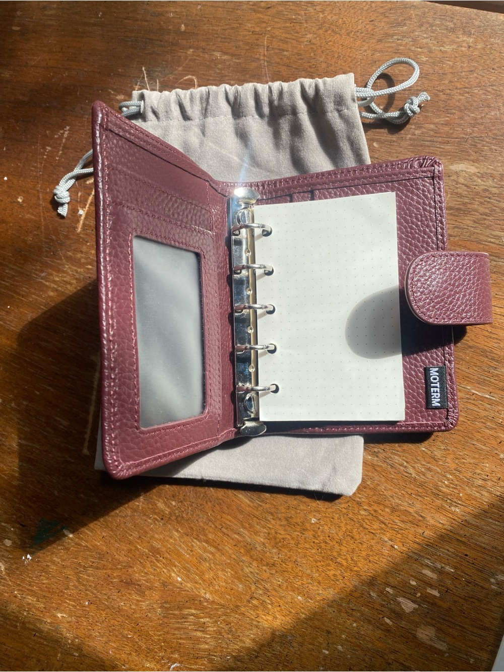 Moterm Burgundy Pebbled Leather Snap Wallet - Picture 3 of 3